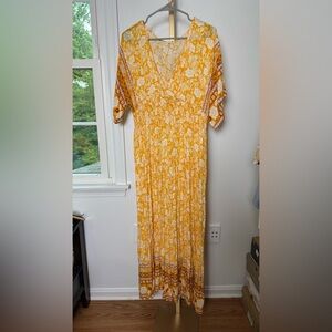 #50- Yellow Floral  Cotton Dress